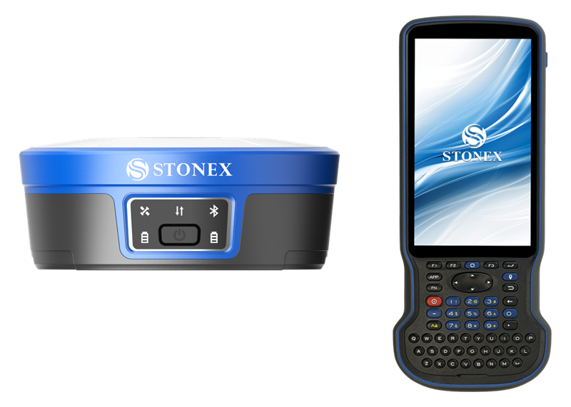 STONEX S1000 - velmi přesný GNSS RTK přijímač s IMU (s korekcí náklonu) a s dvěma kamerami (vytyčování, fotogrammetrie, laserový dálkoměr), s kontrolérem S55 a SW Cube-a - kompletní sada
